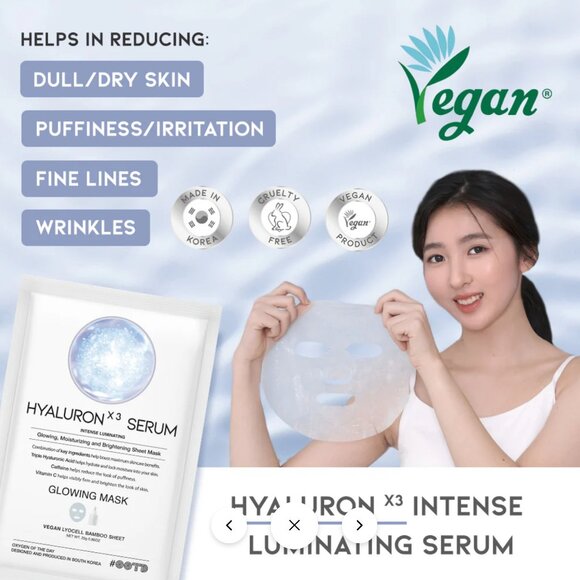 New! 1 Hyaluronic Acid Serum Sheet Mask - Glowing, Hydrating Sheet Mask - Picture 2 of 7